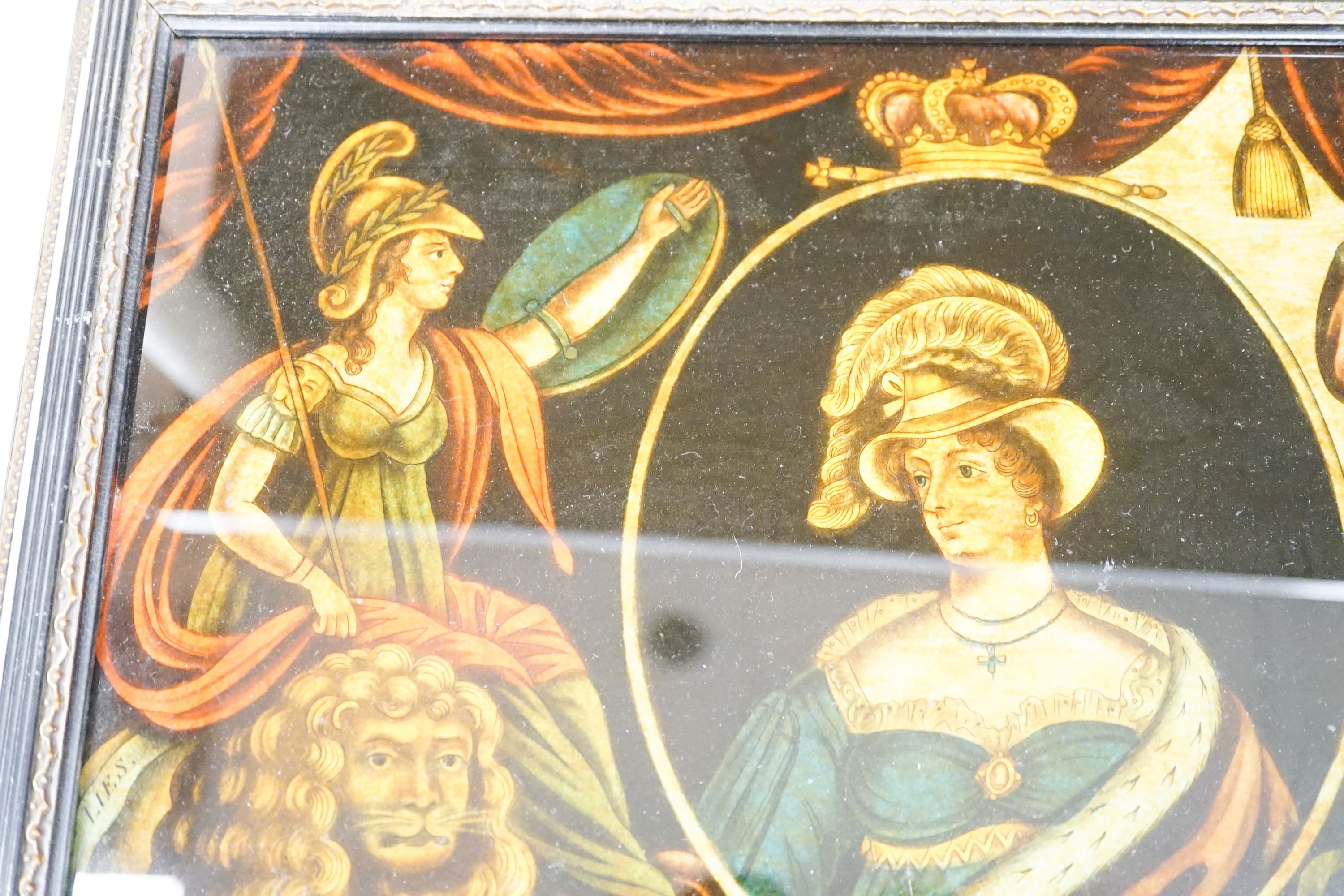 Two 19th century reverse decorated glass pictures, 36 x 26cm